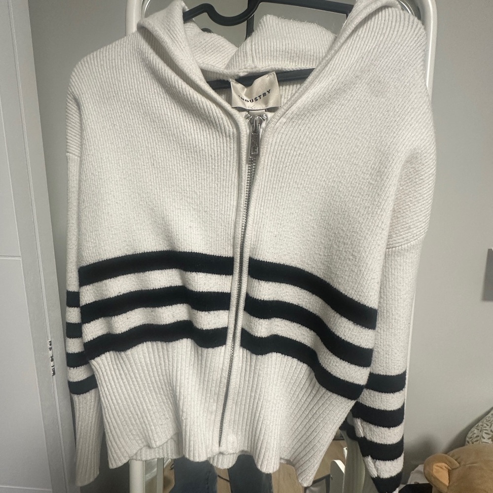 White Striped HalfZip